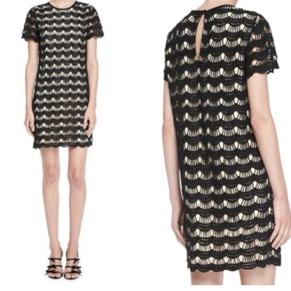 Kate Spade Black and Cream Scallop Mini Dress Virginia